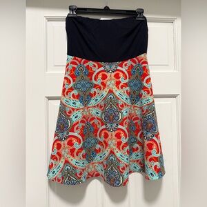 Vibrant Strapless Dress with Paisley Style Design